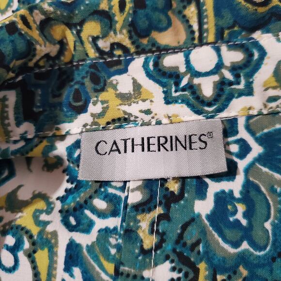 Catherines Mandala Button Up 1/2 Sleeve Top Womens Plus Size 2X Paisley Boho - Picture 7 of 12